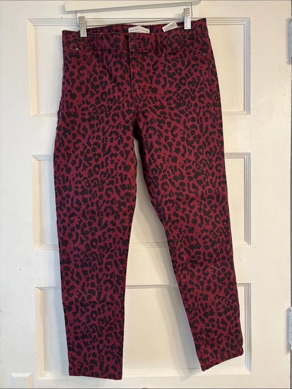 Women’s Burgundy Leopard Print Skinny Jeans